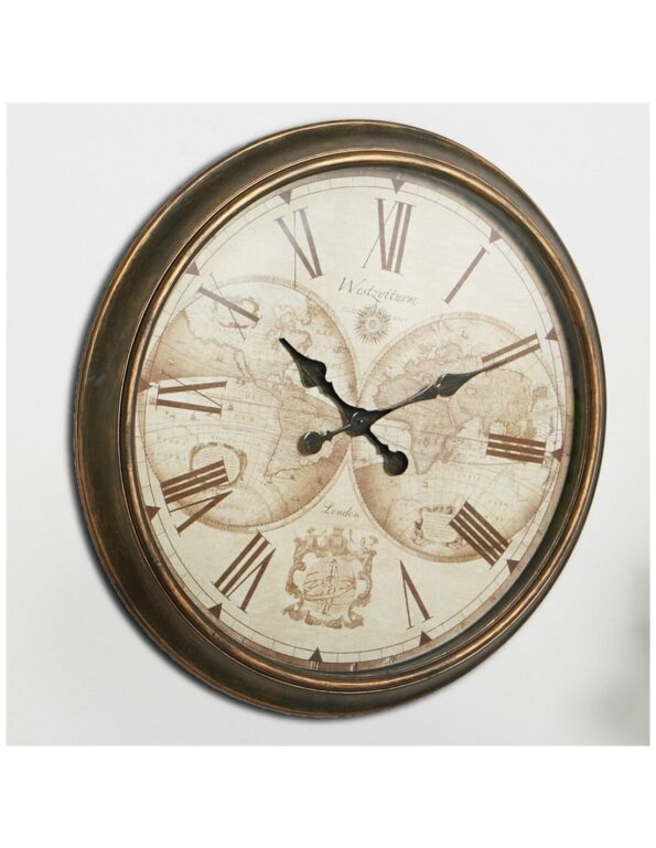 RELOJ PARED MAPA MUNDI MARRON 76D CM