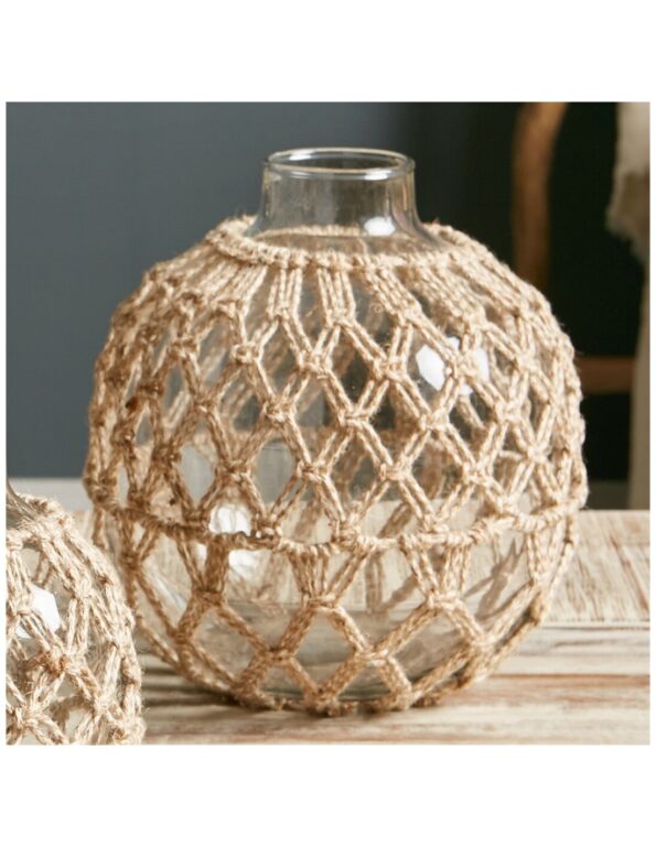 JARRON VIDRIO MACRAME 21D CM