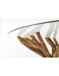 MESA COMEDOR TRONCOS TECA C/VIDRIO 130DX77 CMS.