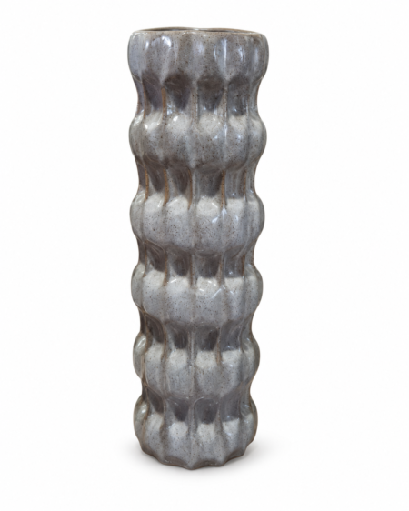 Jarrón cerámico ondulado gris mediano 15×45 cm