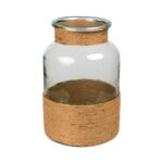 Florero vidrio yute natural