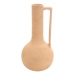 Florero de terracota natural con asa decorativo