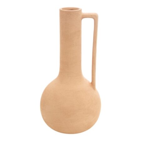 Florero de terracota natural con asa decorativo