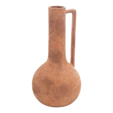 Florero de terracota rústico con asa de 34 cm