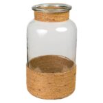 Florero alto vidrio yute natural