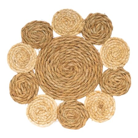 Set de 6 bajoplatos de fibras naturales trenzadas