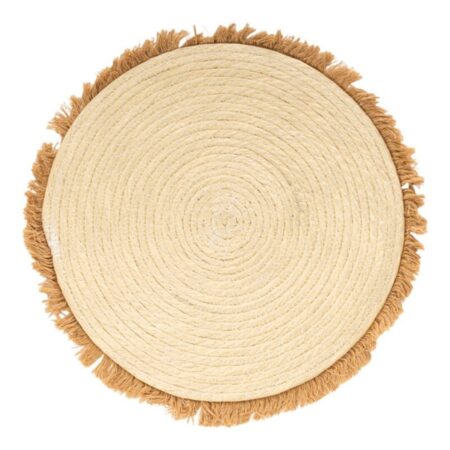 Set de 6 bajoplatos de fibras naturales con flecos