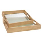 Bandejas madera y vidrio decorativas