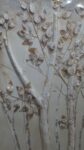 Cuadro decorativo árboles relieve blanco dorado