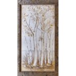 Cuadro decorativo árboles relieve blanco dorado