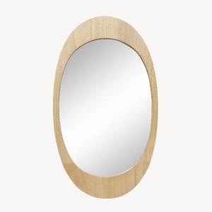 Espejo ovalado de pared en madera natural clara 86x50 cm