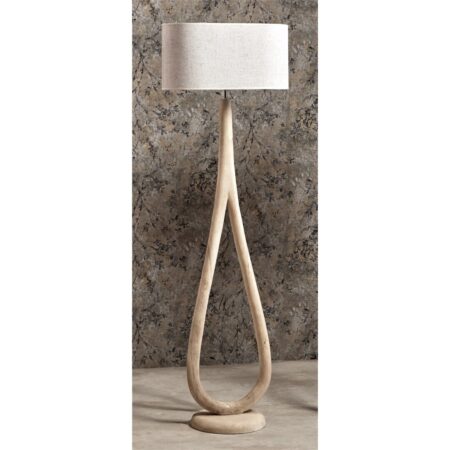 Lámpara de pie madera decorando salón moderno con estilo natural