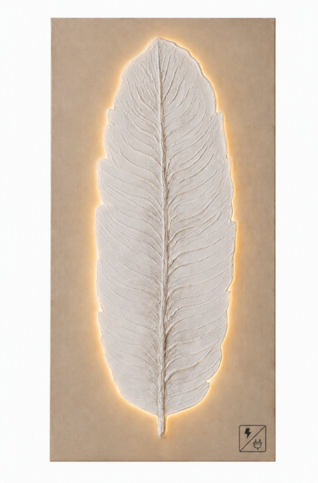 CuadrosDecorativo Hoja en Relieve con Luz LED 120x60 cm