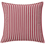 Cojín decorativo de rayas rojo y crema