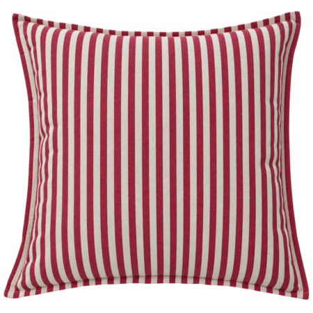 Cojín decorativo de rayas rojo y crema